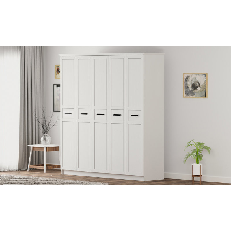 Schaefer 5 Door Manufactured Wood Wardrobe, 210cm H x 175cm W x 52cm D