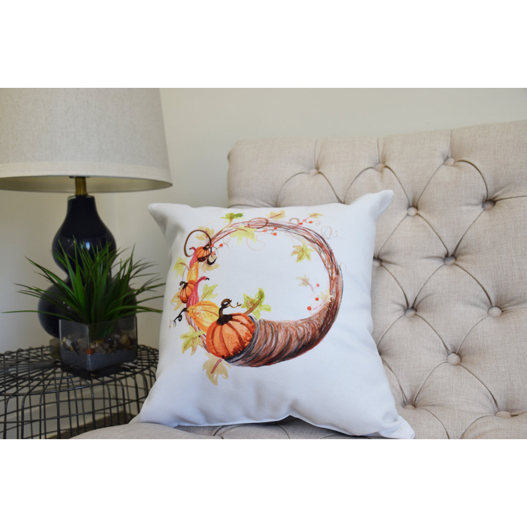 Harvest Cornicopia Wreath Square Pillow Cover & Insert e by design 