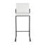 Ensemble de 2 tabourets de bar contemporains à dossier haut, structure en acier noir et siège en similicuir blanc, hauteur fixe, pour îlot de cuisine.-549088685