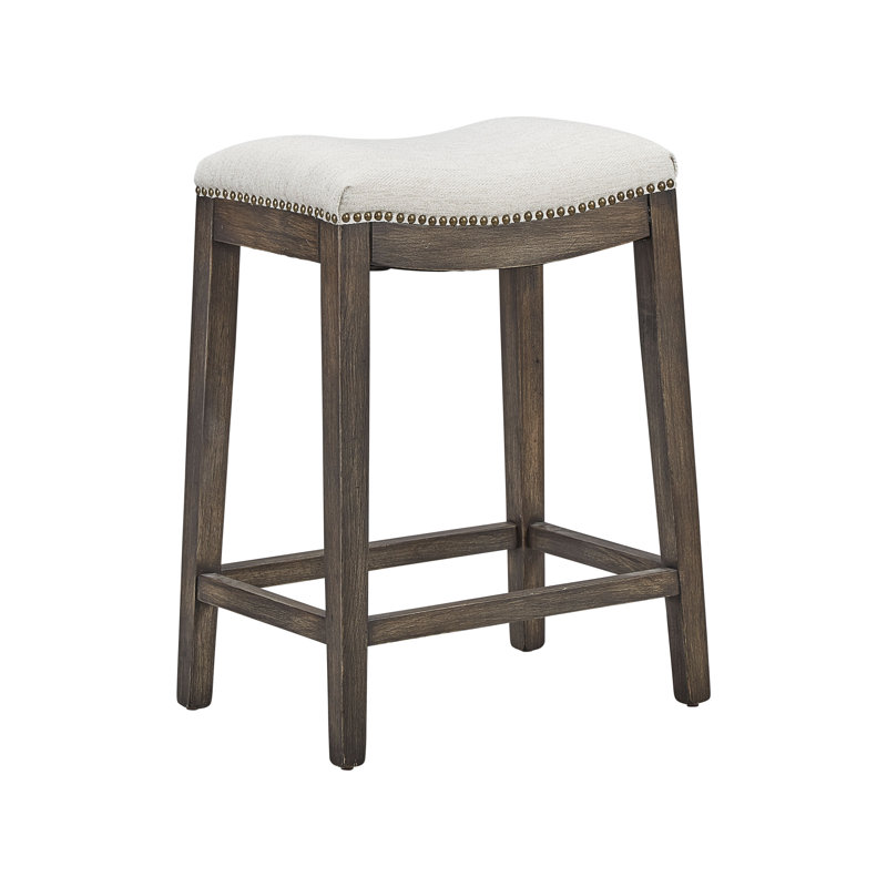 Saddle Oak & Off-White Cushioned Counter Stool, 24" Seat Height