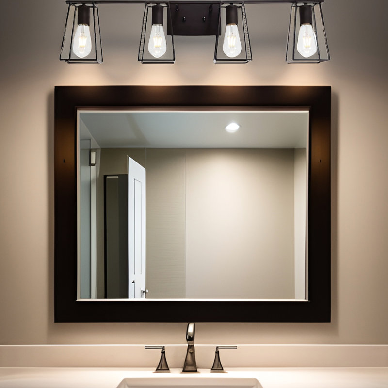 Oil Rubbed Bronze Bathroom Vanity 4- - Metal Cage Fixture Sconce Industrial Vintage Open