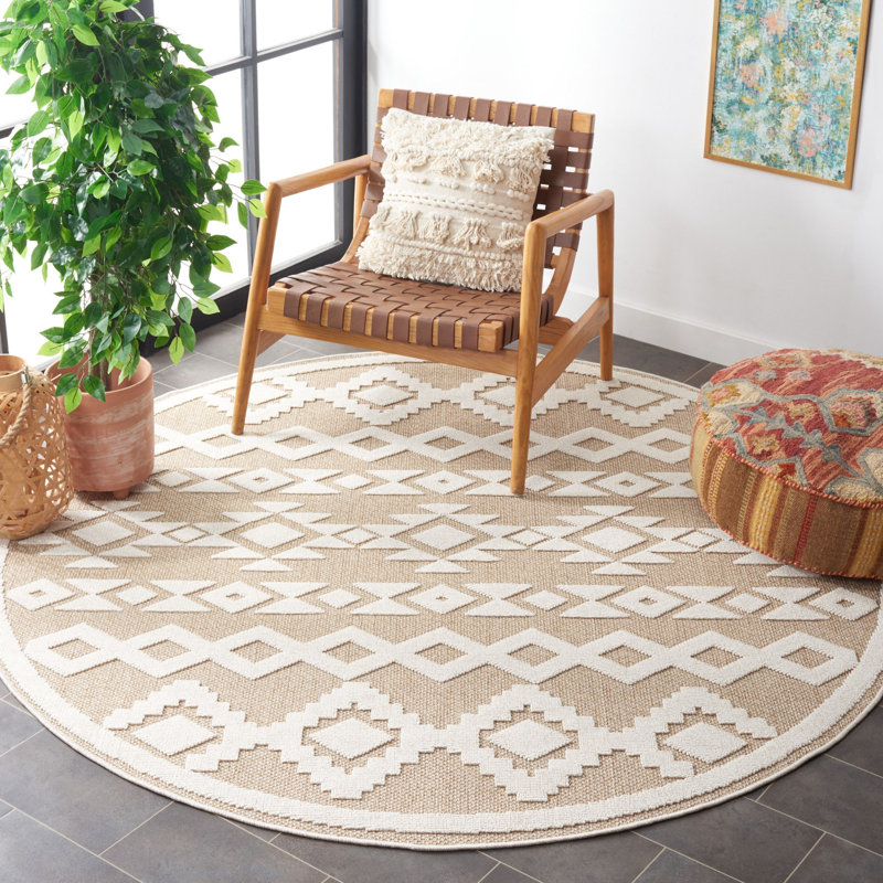 Global Southwestern Indoor/Outdoor Area Rug, Round 6'7"