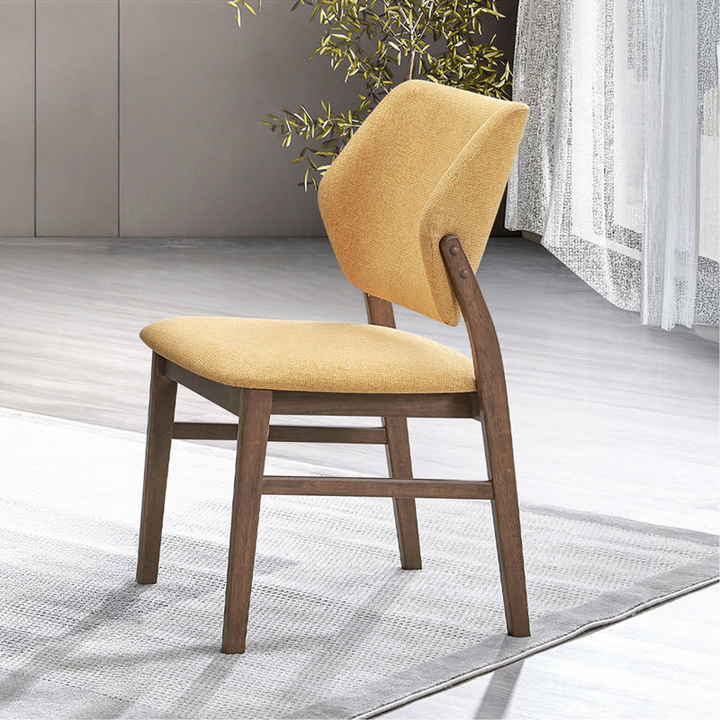 Ensemble de 2 chaises de salle à manger de style campagnard avec finition noyer et jaune