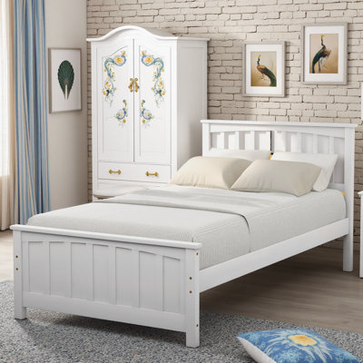Lit plateforme classique en bois avec tête et pied de lit