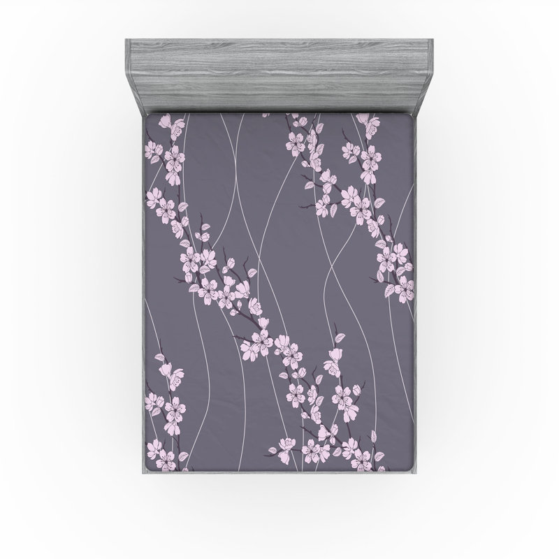 Drap-housse orange Ambesonne, Drap-housse de taille très grand, Taupe / motif floral rose pâle