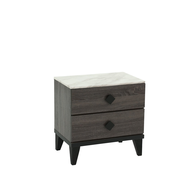 Table de chevet en gris foncé (accents rustiques), Gris foncé