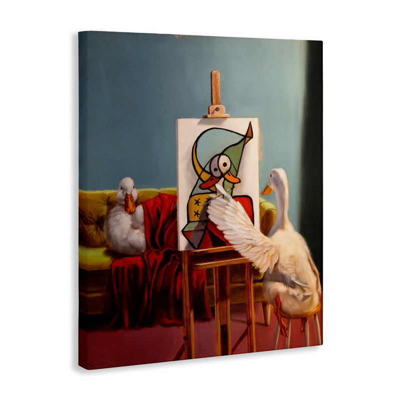 Duckcasso, peintre amusant, toile de canard, H 20 po x l 16 po