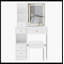 Petit meuble-lavabo de 29,2 po avec tabouret de bureau et tabouret rembourré à gauche 29,5 po, grande commande tactile, interrupteur tricolore, miroir à luminosité réglable, rangement à grande capacité, convient aux petits espaces-1545161362