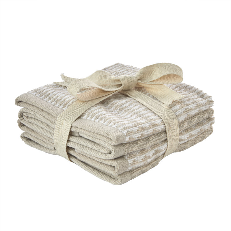Kyng Cotton Midweight Jacquard Washcloth, Tan