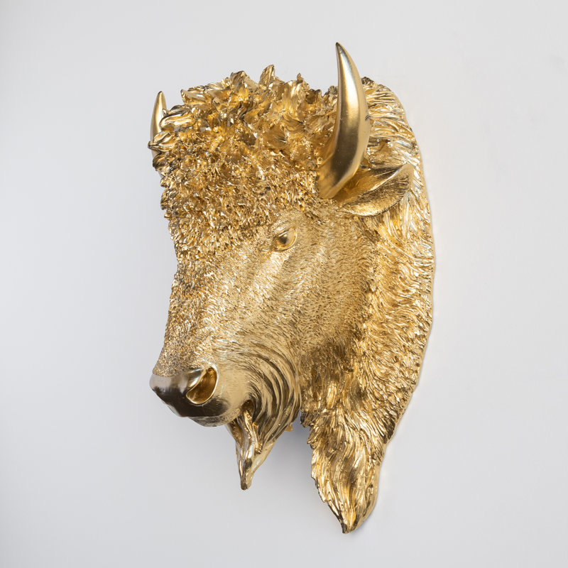 Handmade Rustic Animals Wall Decor on Resin, Gold