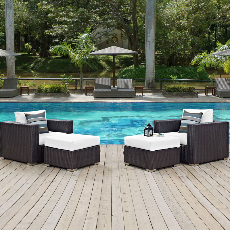 Convene 4 Piece Outdoor Patio Sectional Set, White