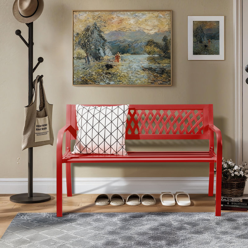 Banc d'extérieur en fer noir 47 po, Rouge