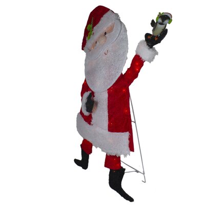 32"" Lighted Red and White Chenille Santa Outdoor Christmas Decoration -  Northlight Seasonal, NORTHLIGHT QH91174