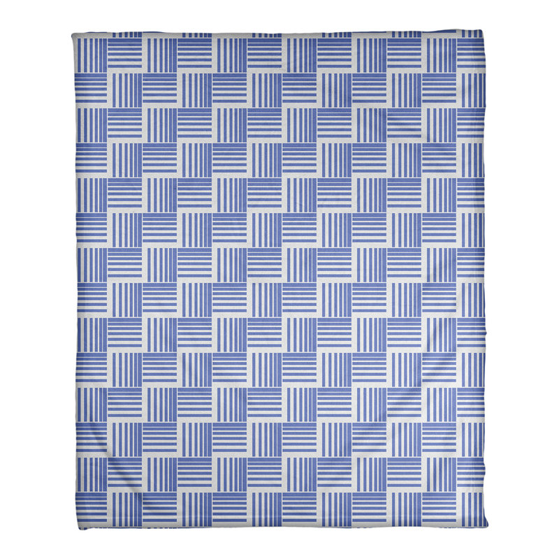 Couverture polaire à rayures classic basketweave, l 30 po x L 40 po, Bleu / blanc