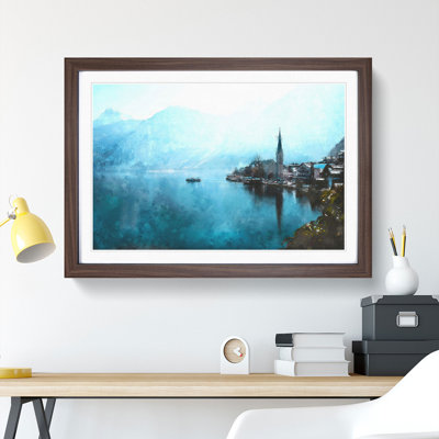 Boat In Hallstatt Austria Painting - Single Picture Frame Print on MDF