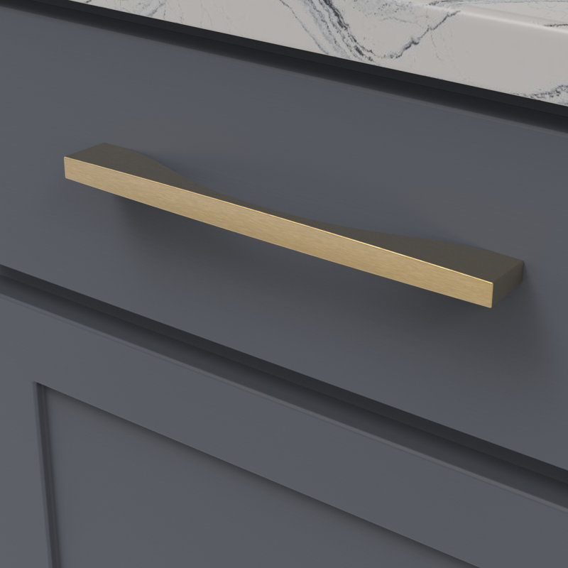Channel Collection Handle Pull -  8-13/16" Center to Center Cabinet Pull Brushed Golden Brass - Contemporary Hardware for Drawers & Cabinets