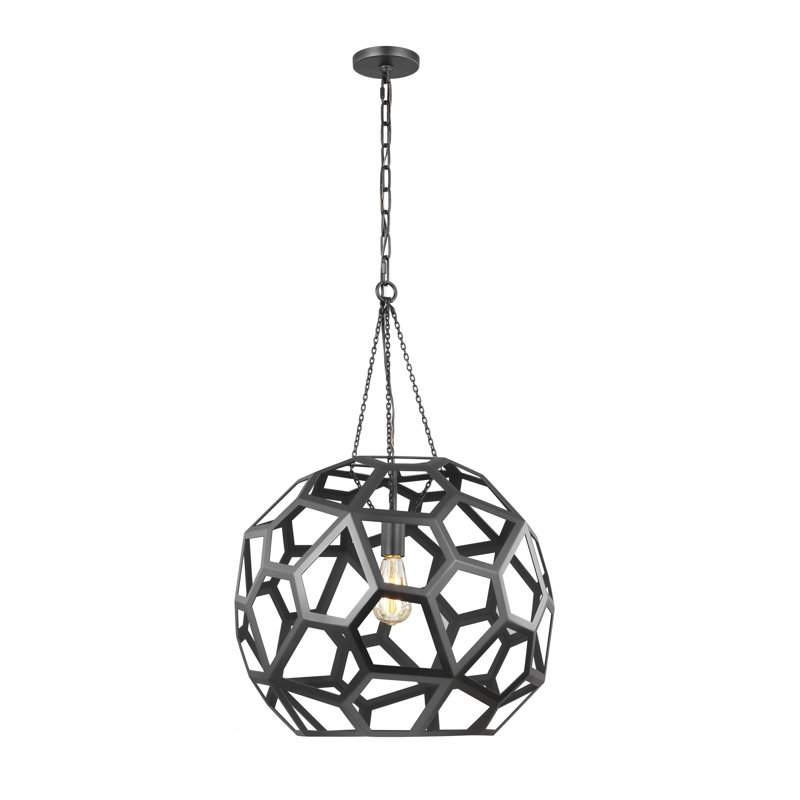 1 - Light Single Pendant, 29.5" H x 20.5" W x 20.5" D, Midnight Black