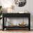 Modern Console Table With Striped Design, 2 Drawers And 2-tier Design-1410201999