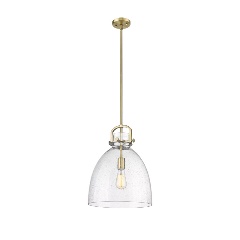 Luminaire suspendu 1 lumière Badillo, Laiton brossé, H 18,25 po x l 14 po x P 14 po, Grainé