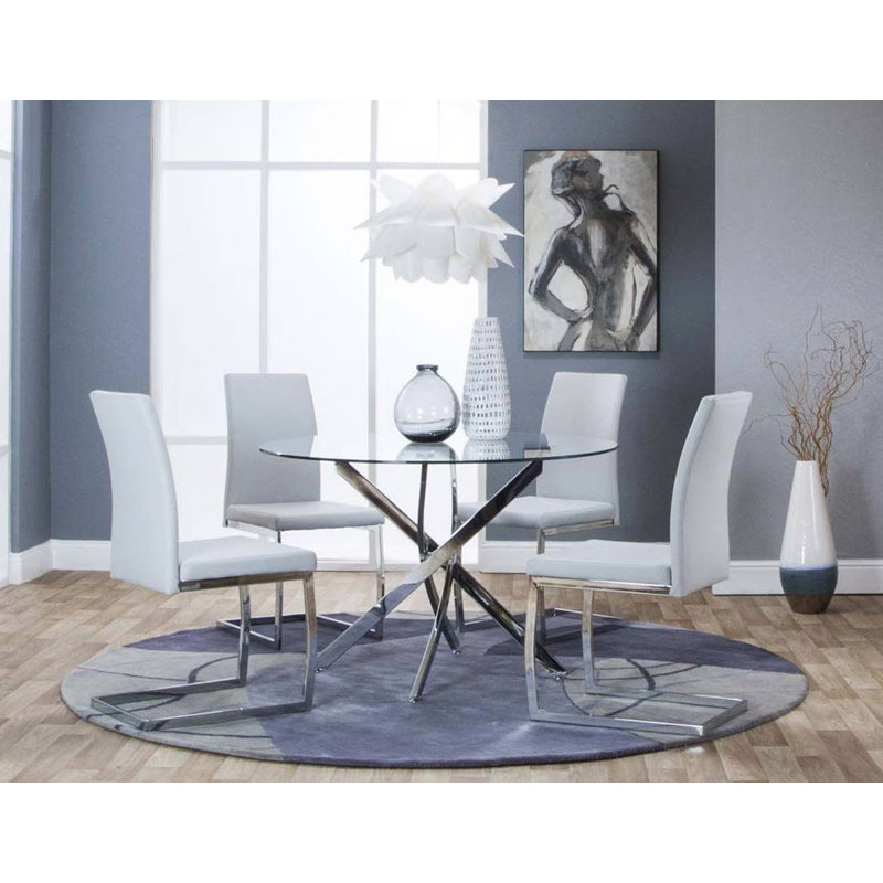 Anadia 18'' H Polyurethane Upholstered Side Chair, Light Gray