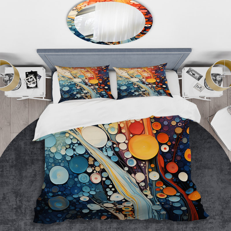 Ensemble de housse de couette Colorful Ink Microscopic Fantasia 1 - Abstract Shapes
