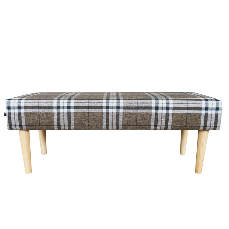 Pastel Polyester Blend Upholstered Bench, Brown