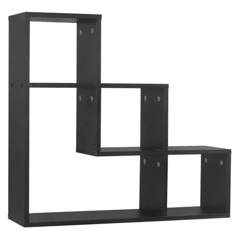 Bonita 3 Piece Manufactured Wood,Metal Floating Shelf, Black