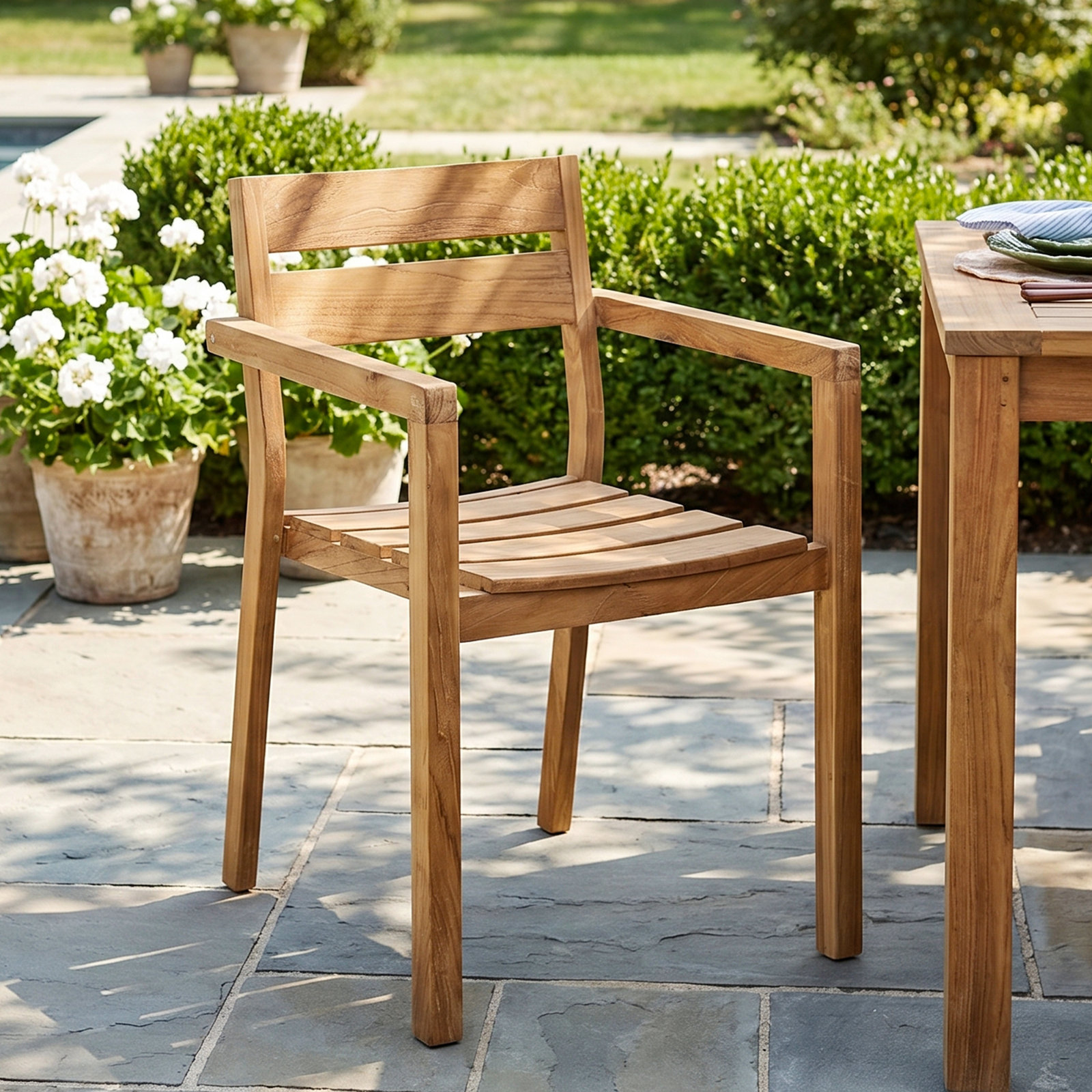 Beardall Stackable Teak Patio Armchair