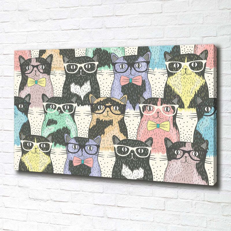 Cats With Glasses - Wrapped Canvas Print