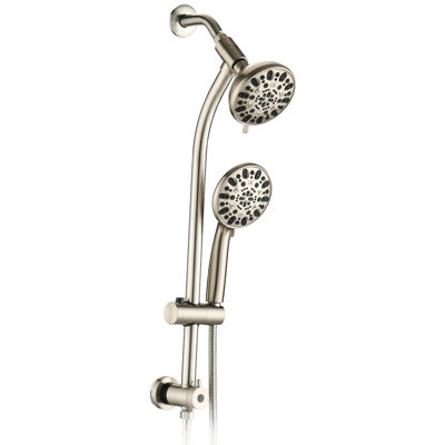 7-Setting Shower Head System - Stainless Steel Slide Bar, Dual Head, Wall Mounted, , 1.8 Gpm Flow Showerhead