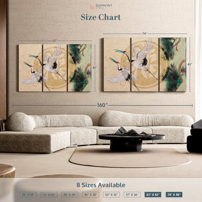 "Asian Cranes" sur toile