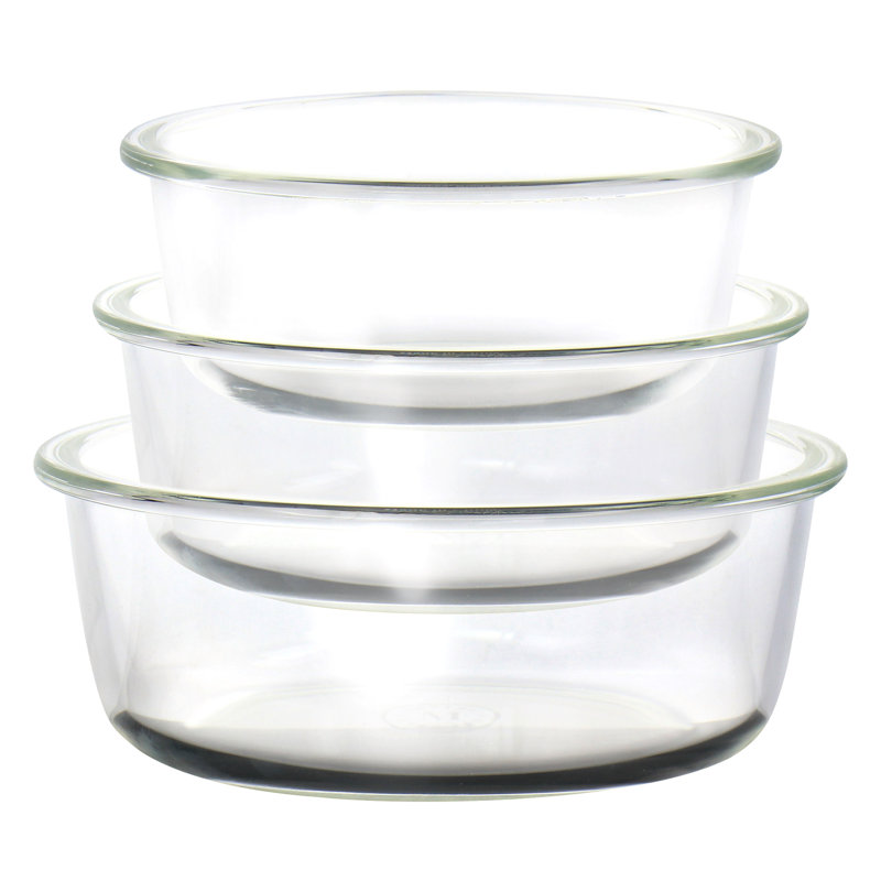 Mint Green Glass Storage Bowl Set with Lids, 3-Piece