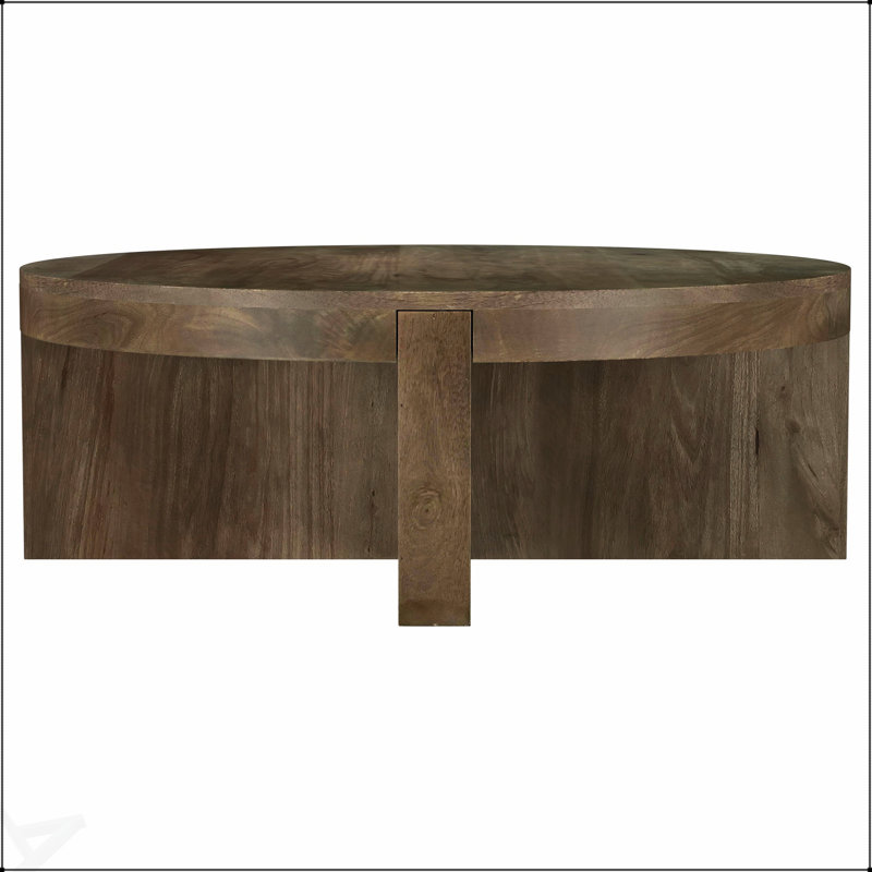 Table basse ronde en bois de manguier massif Alexander Brown, durable et élégante pour les espaces de vie modernes