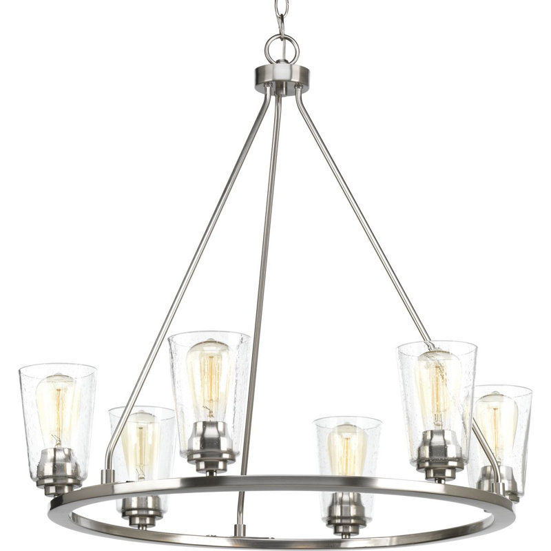 Miesha 6 - Light Farmhouse Chandelier, Brushed Nickel