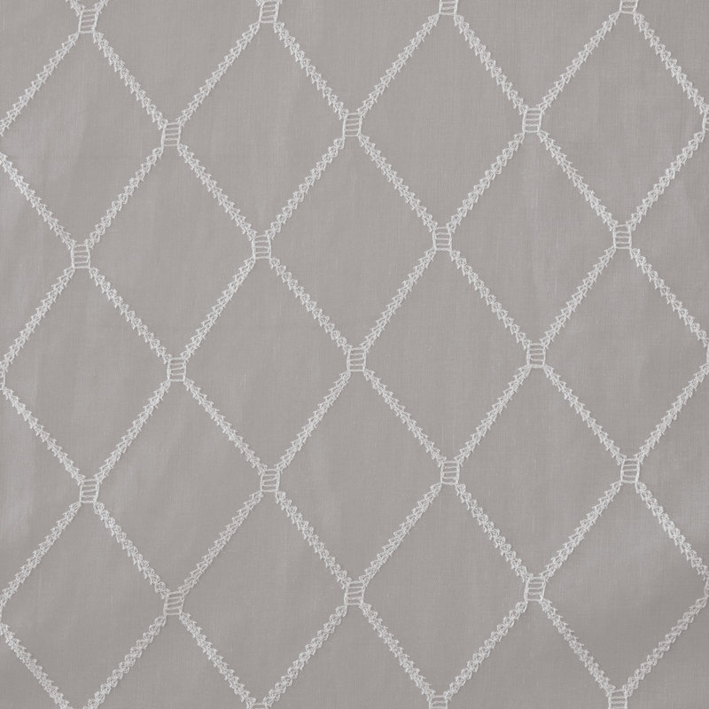 Gray Diamond Sheer Embroidered Waterfall Valance