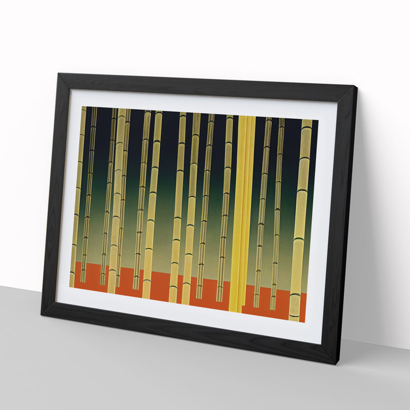 Overwhelming Abstract Bamboo Forest - Single Picture Frame Print, Black, 46cm H x 64cm W x 2cm D