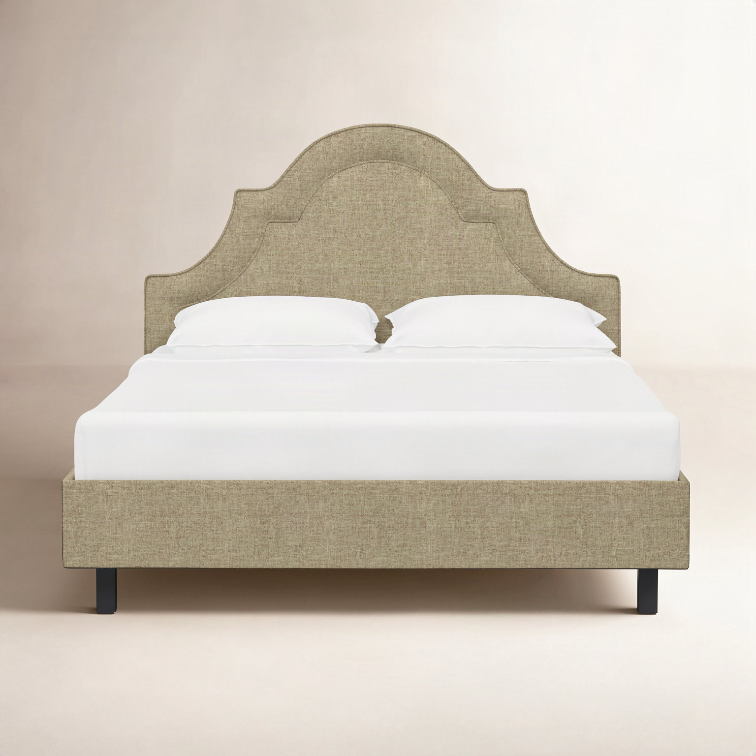 Knipe Upholstered Bed, King, White Performance Twill