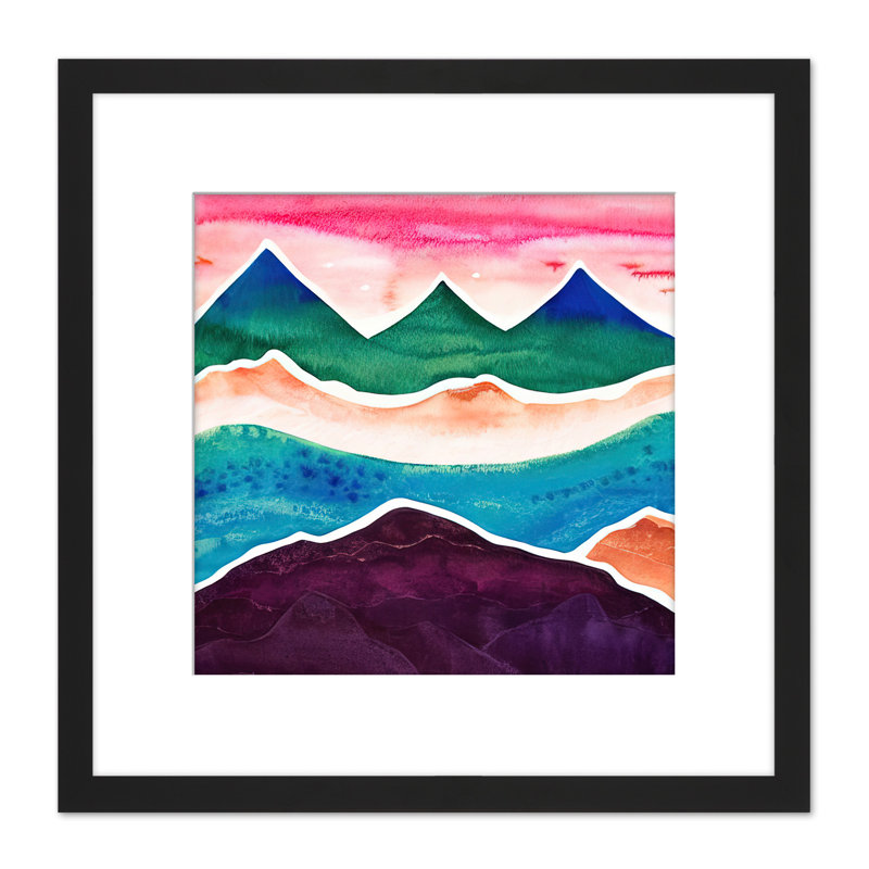 Watercolour Himalayan Mountain Red Sky - Single Picture Frame Painting