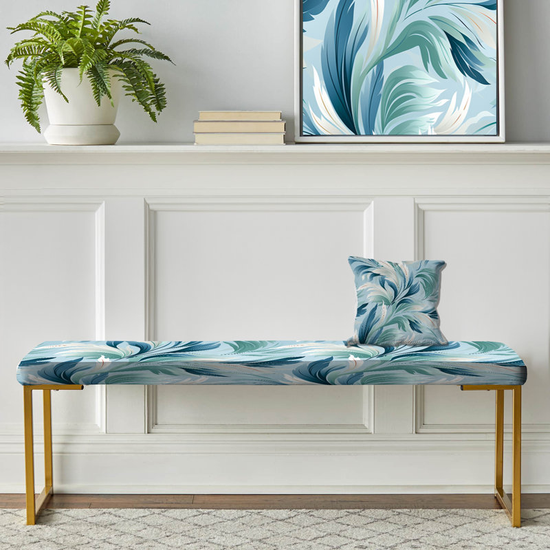 Metropolitan Ikat Swirl Oasis - Banc rembourré abstrait doré, Azure Breeze Tropical