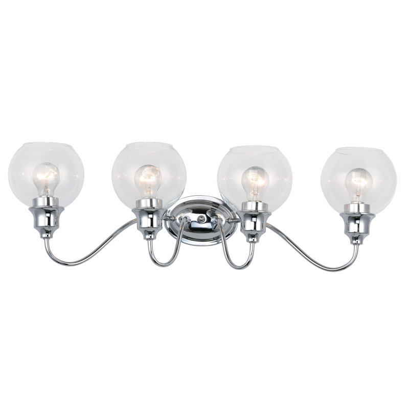 Éclairage pour meuble-lavabo 4 lumières Hunley, Transparent, Chrome poli