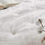Ensemble de courtepointe brodée en coton 3 pièces pour très grand lit, blanc-128367401-128367405
