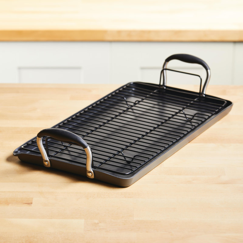 Anolon Advanced Home Hard Anodized Nonstick Double Burner Griddle, 10 Inch X 18 Inch, Black