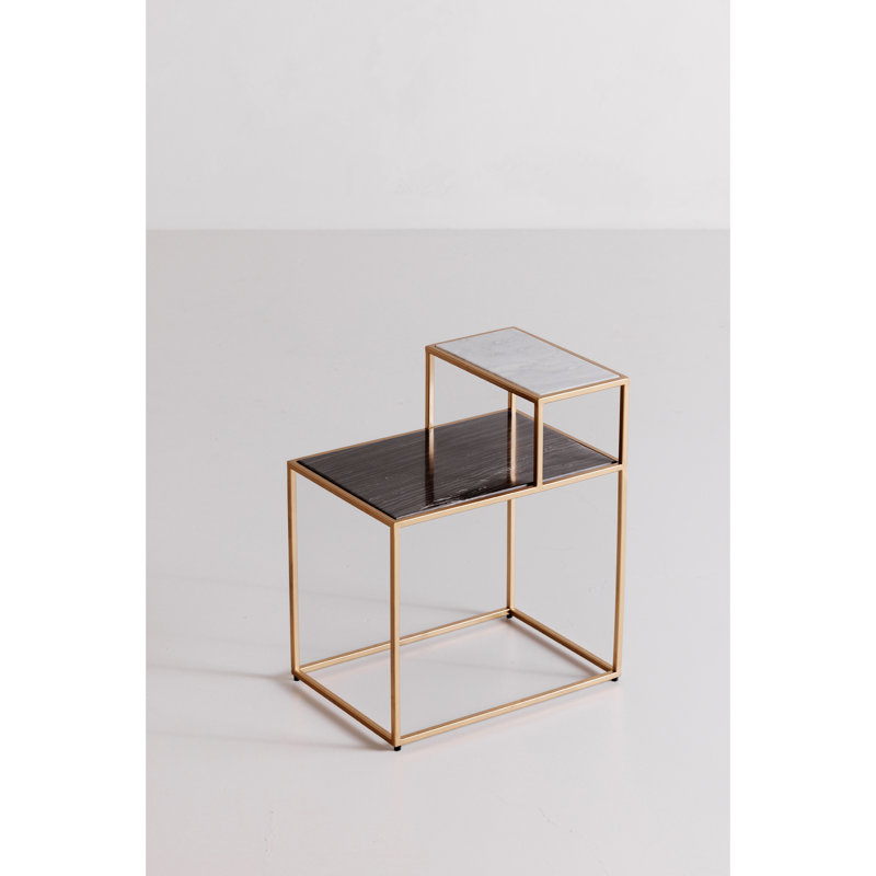 Sanin Marble Frame End Table with Storage