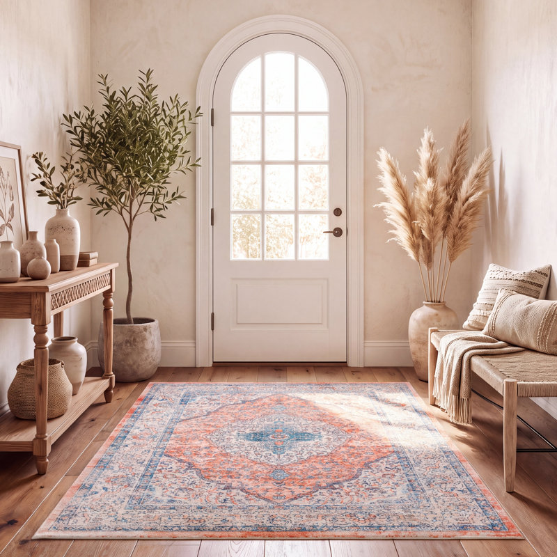 Tapis de salon / salle à manger Labarge Shabby Elegance Medallion, Rectangle 5 pi 3 po x 7 pi 6 po
