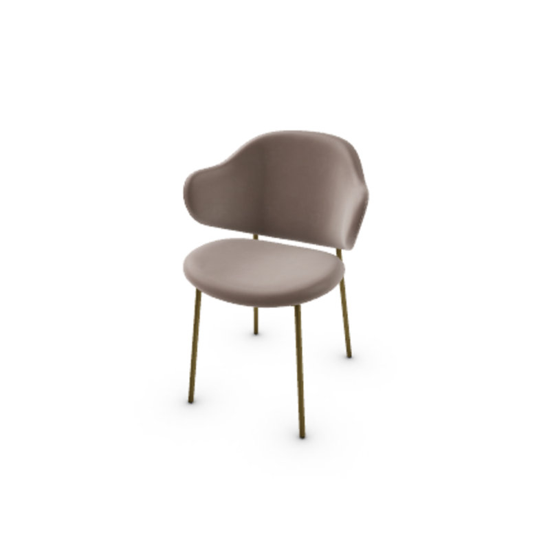 Holly Upholstered Armchair with Metal Frame, Softer Mud Brown, Matt Bronze
