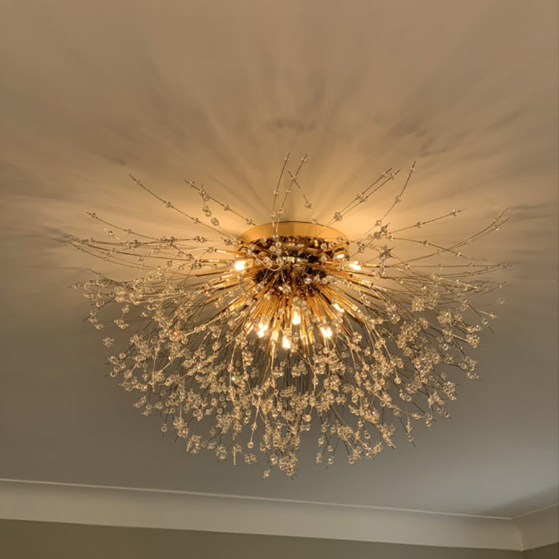 Dandelion 8-Light 70cm Crystal Starburst Ceiling Light Sputnik Flush Mount, Gold