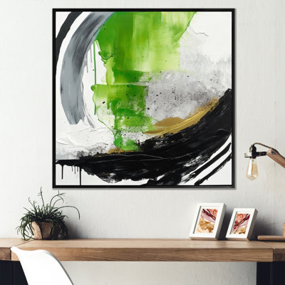«Green and Black Geometric Enchantment I», reproductions de toiles abstraites en marbre