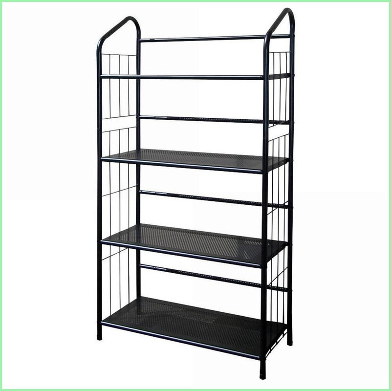 4-Tier Metal Bookshelf, 49” Tall | Black Finish | Metal Material