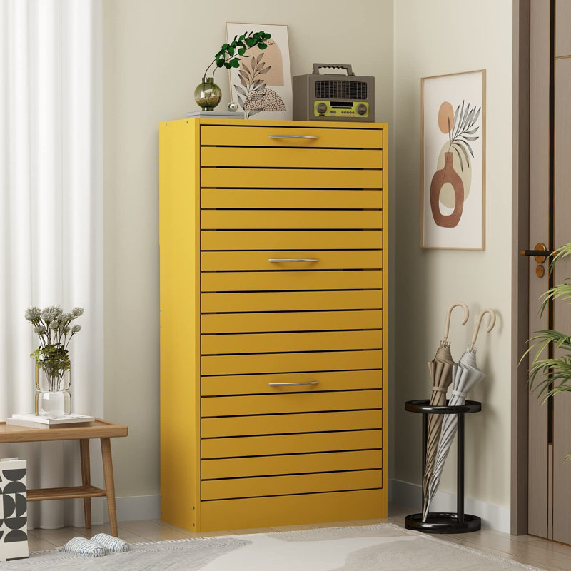 Armoire de rangement pour chaussures 22 Bennes, Jaune