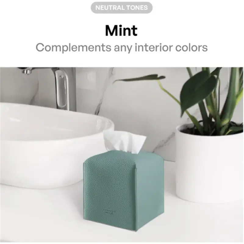 PU Leather Tissue Box Cover – Rectangular Modern Holder for Living Room, Bedroom, or Office Décor, Blue